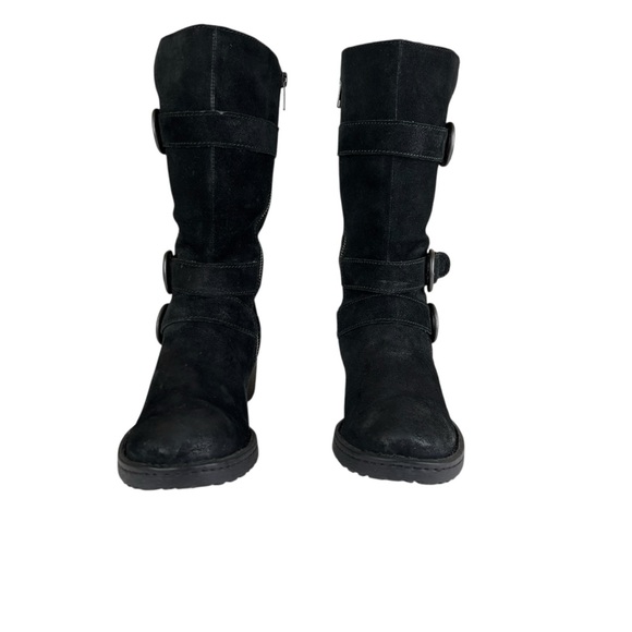 Born Black Suede Leather Buckle Heeled Boots - Women’s Size 6.5 - Picture 2 of 16